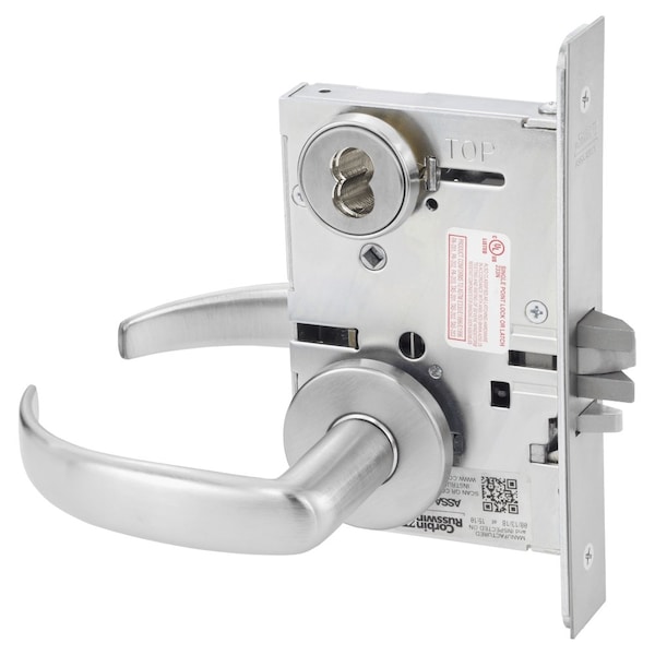 Storeroom or Closet Mortise Lock, PS Lever, A Rose, 6-Pin LFIC Less Core, Satin Chrome